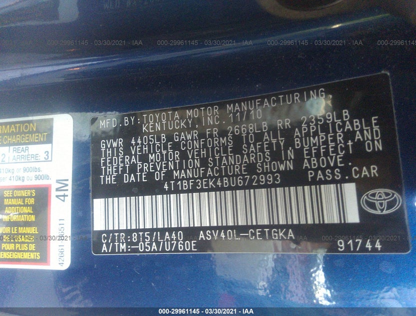 4T1BF3EK4BU672993
