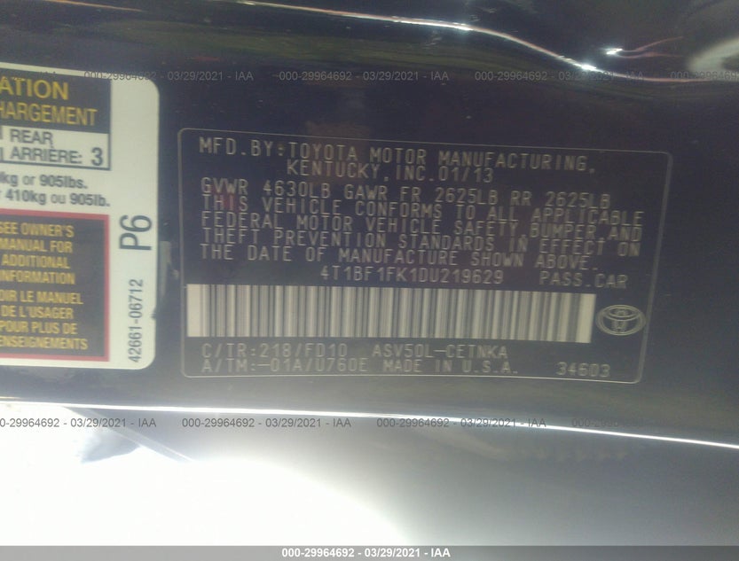 4T1BF1FK1DU219629