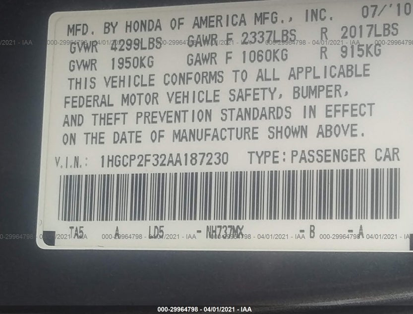 1HGCP2F32AA187230