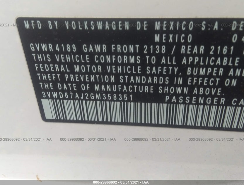 3VWD67AJ2GM358351