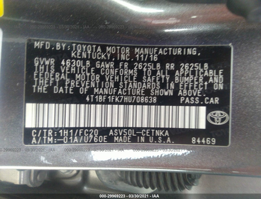 4T1BF1FK7HU708638