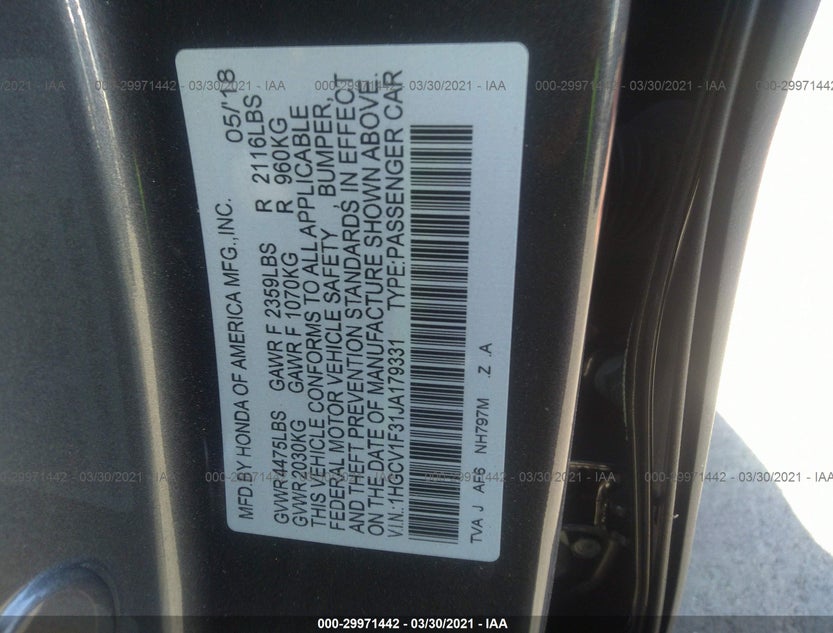 1HGCV1F31JA179331