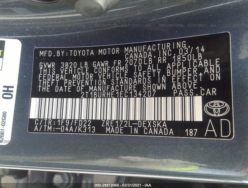 2T1BURHE1EC134207