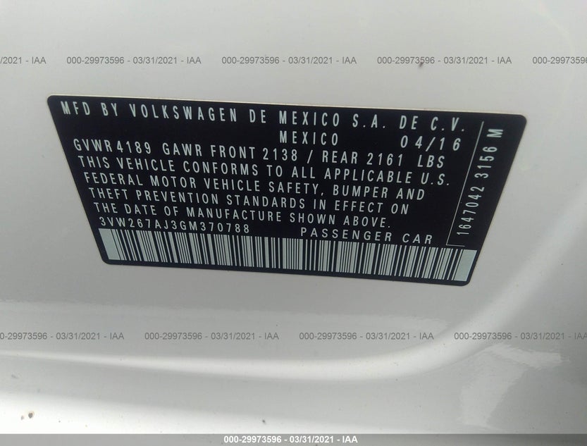 3VW267AJ3GM370788