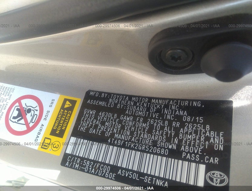 4T4BF1FK2GR520680
