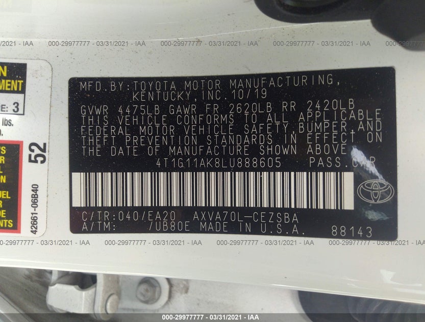 4T1G11AK8LU888605