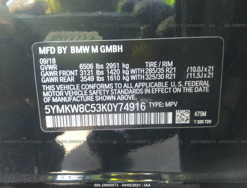 5YMKW8C53K0Y74916