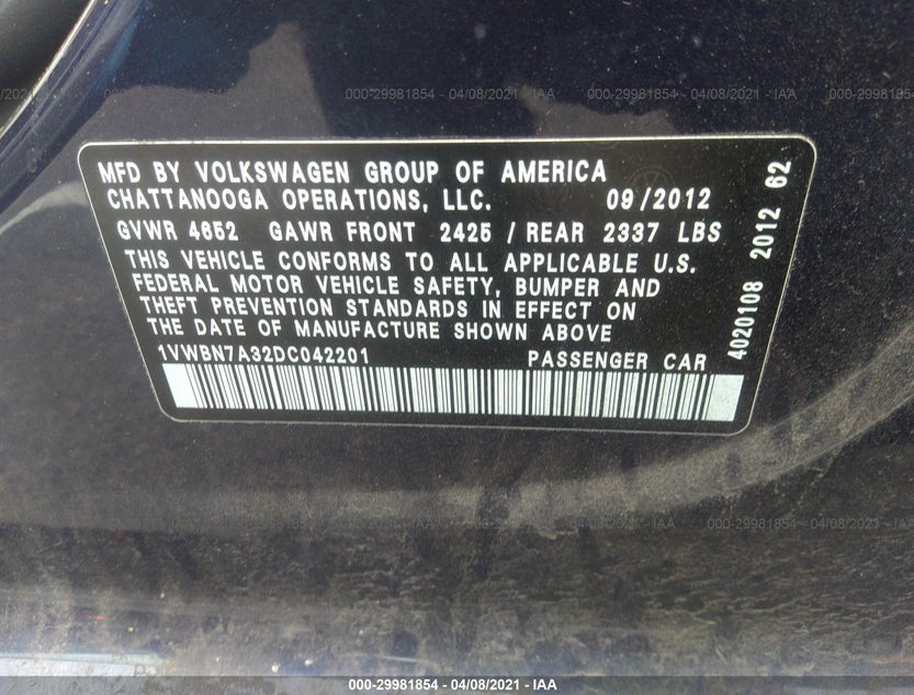 1VWBN7A32DC042201