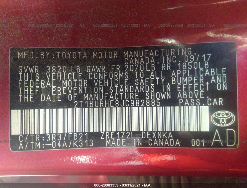 2T1BURHE8JC982885
