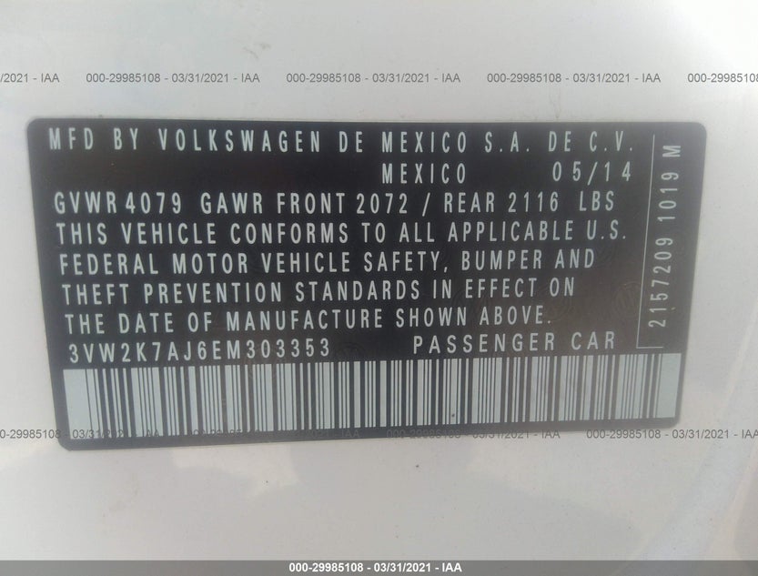 3VW2K7AJ6EM303353