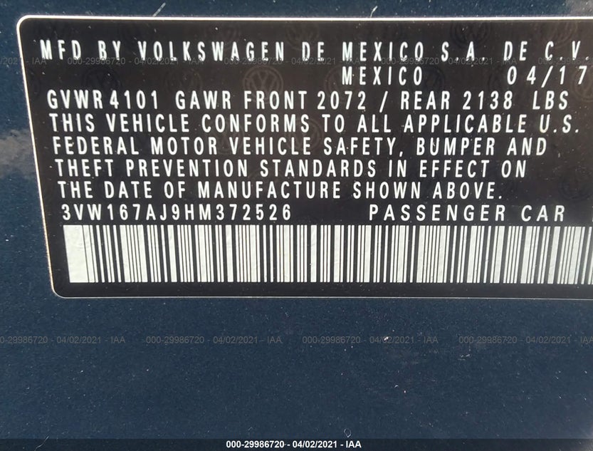 3VW167AJ9HM372526