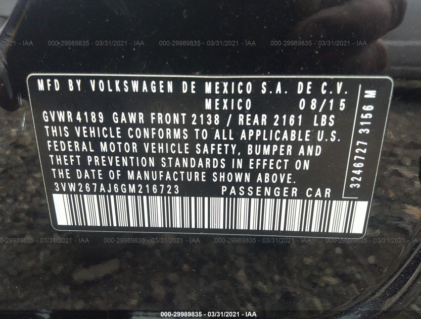 3VW267AJ6GM216723