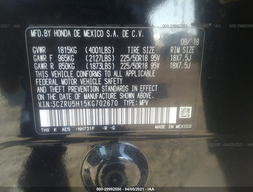 3CZRU5H15KG702670
