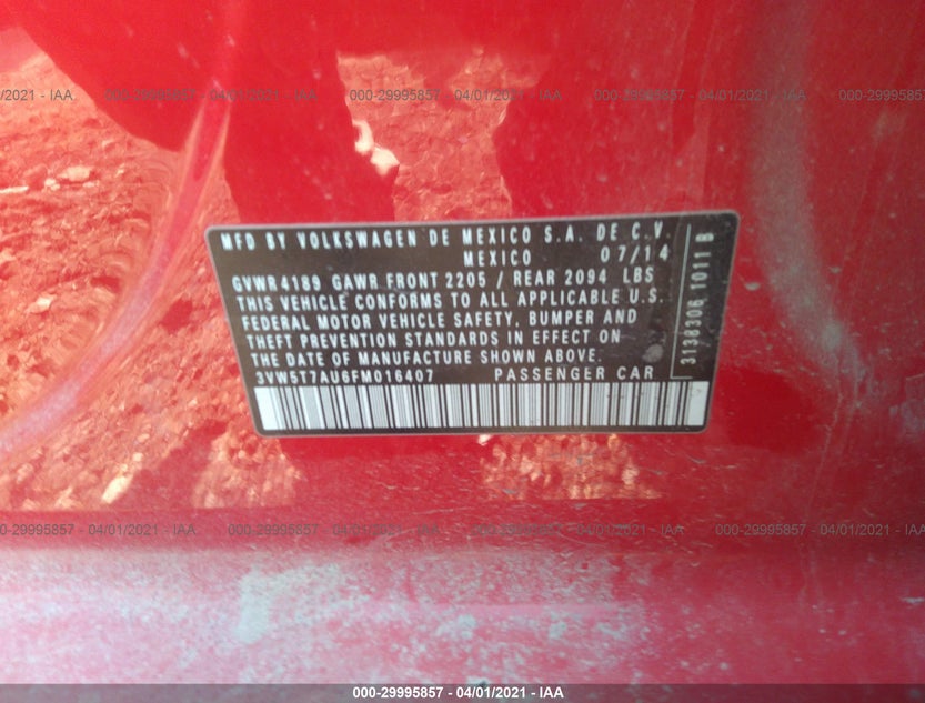 3VW5T7AU6FM016407