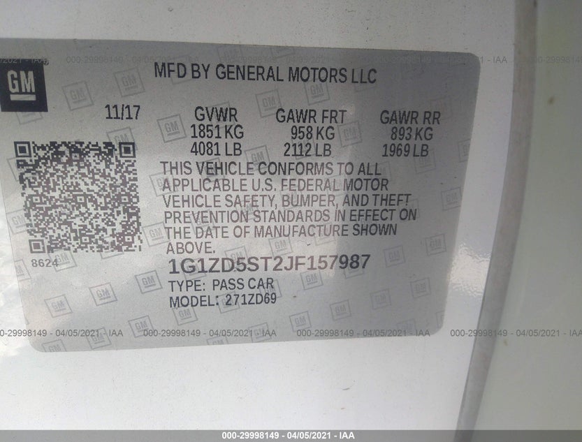 1G1ZD5ST2JF157987