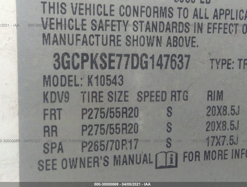 3GCPKSE77DG147637