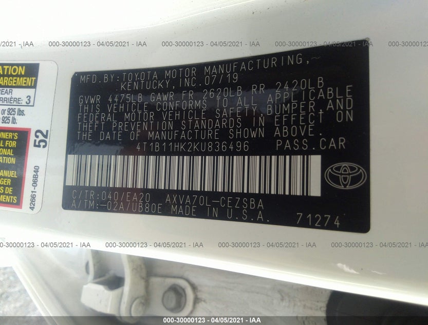 4T1B11HK2KU836496