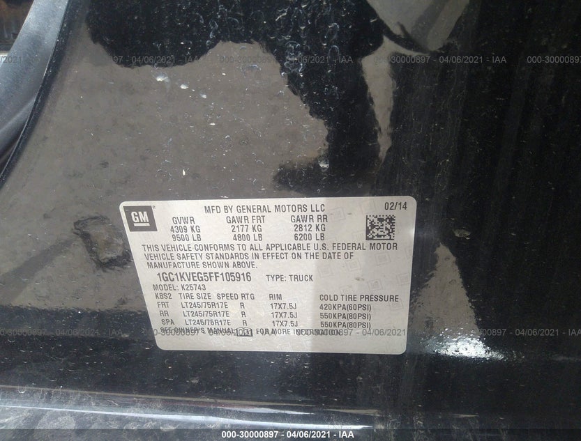1GC1KVEG5FF105916