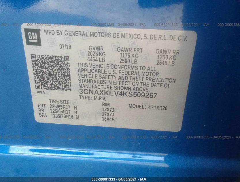 3GNAXKEV4KS509267