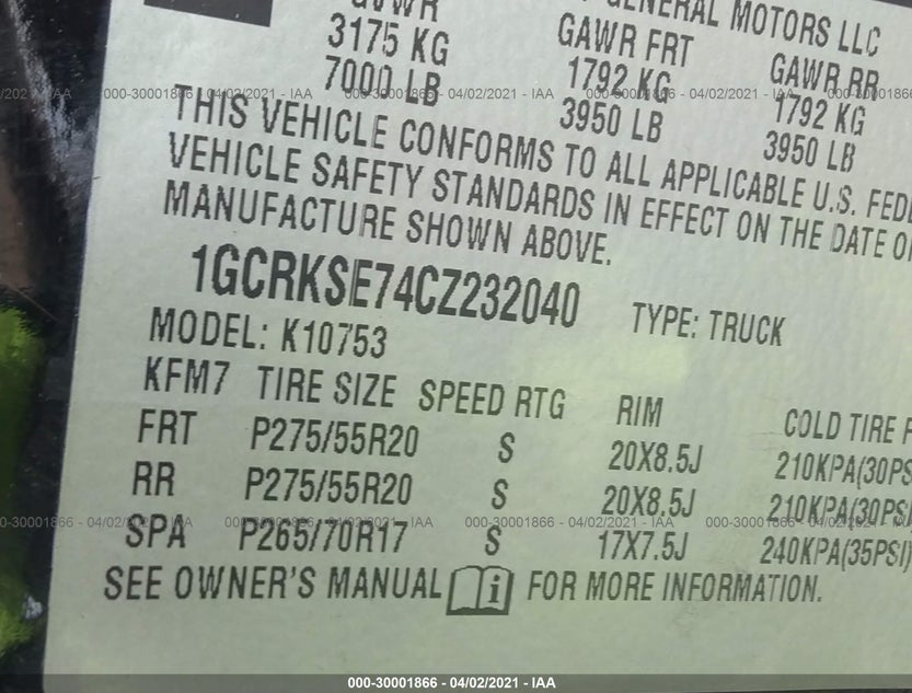 1GCRKSE74CZ232040
