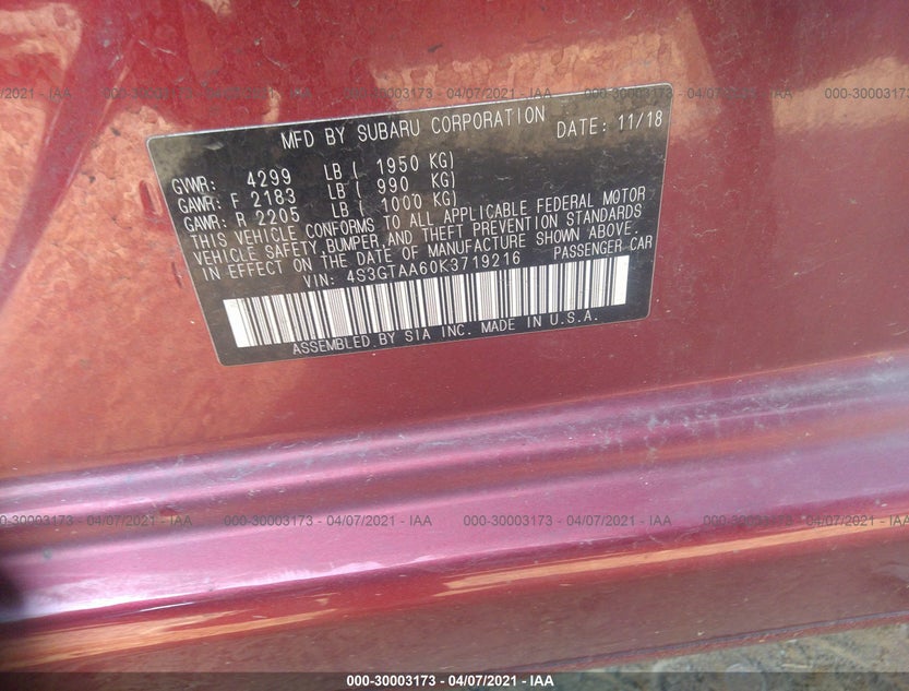 4S3GTAA60K3719216