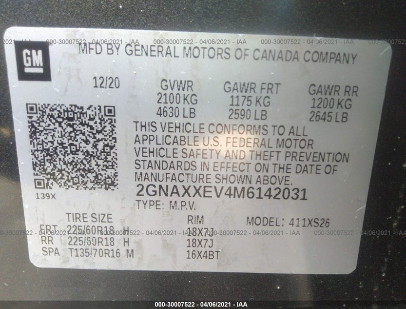 2GNAXXEV4M6142031