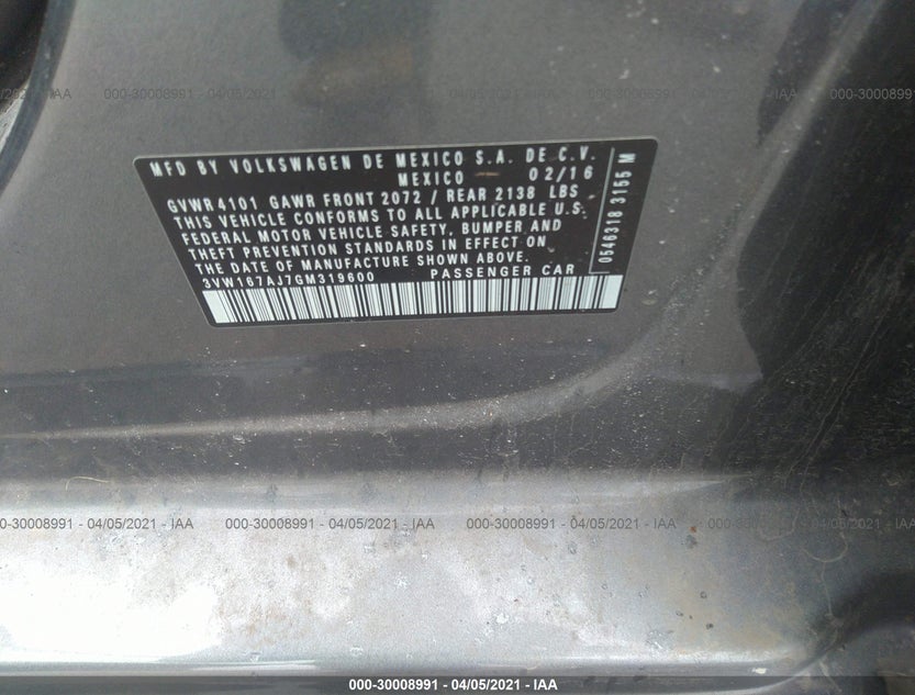 3VW167AJ7GM319600