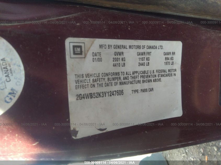 2G4WB52K3Y1247606 2000 Buick Regal Ls