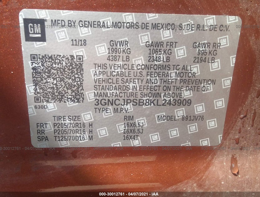 3GNCJPSB8KL243909