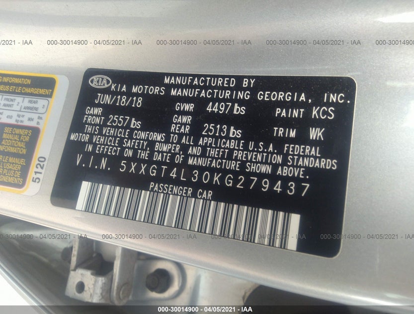 5XXGT4L30KG279437