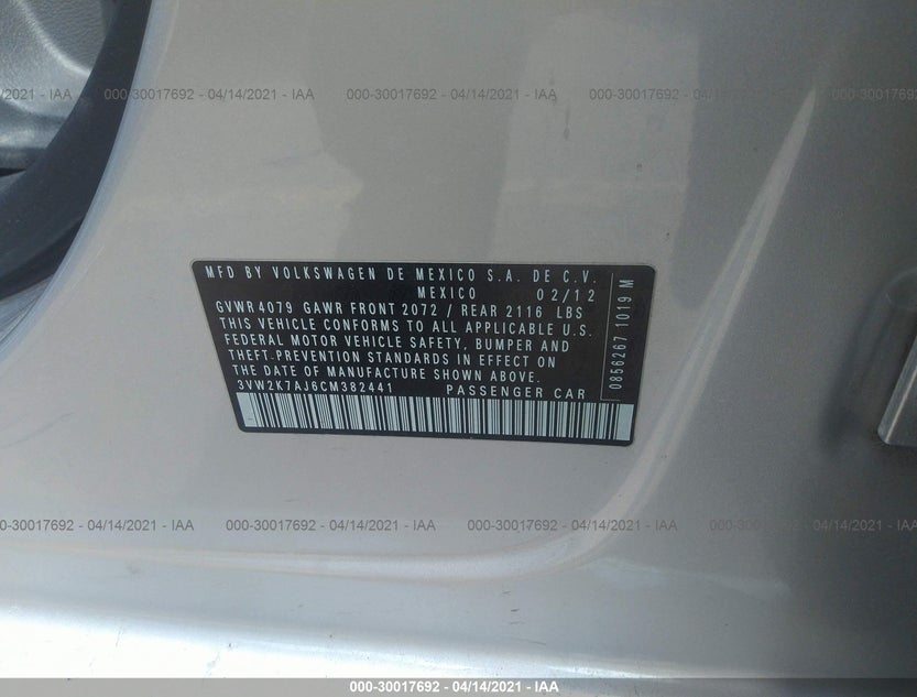 3VW2K7AJ6CM382441