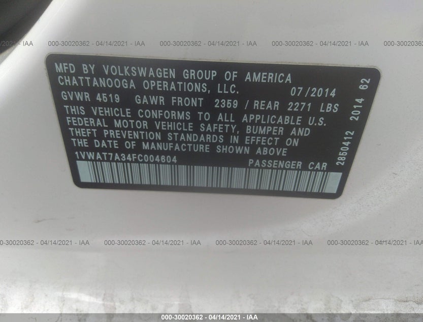 1VWAT7A34FC004604