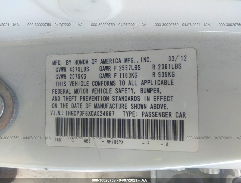 1HGCP3F8XCA024667