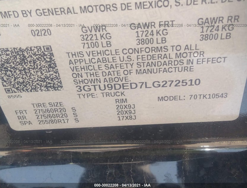 3GTU9DED7LG272510