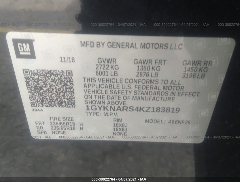 1GYKNARS4KZ183819