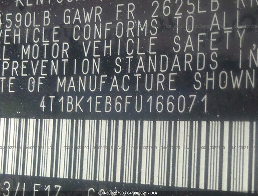 4T1BK1EB6FU166071
