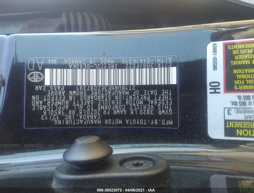 2T1BURHE3EC087391