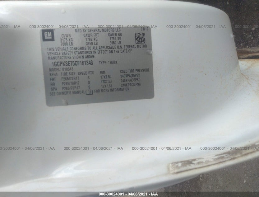 1GCPKSE75CF161343