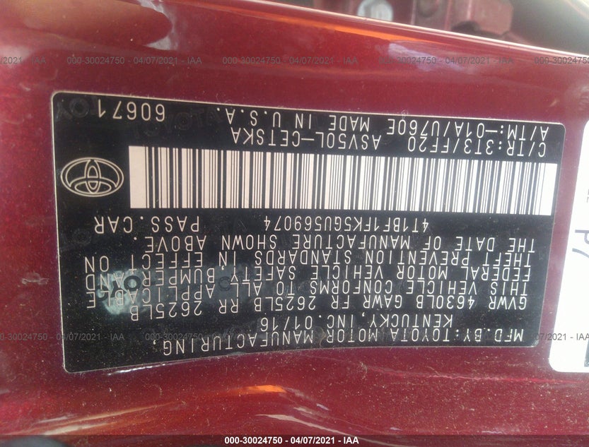4T1BF1FK5GU569074