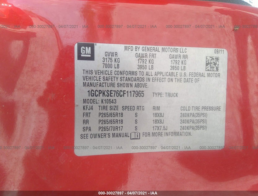 1GCPKSE76CF117965