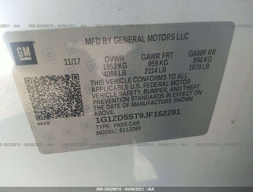 1G1ZD5ST9JF162281