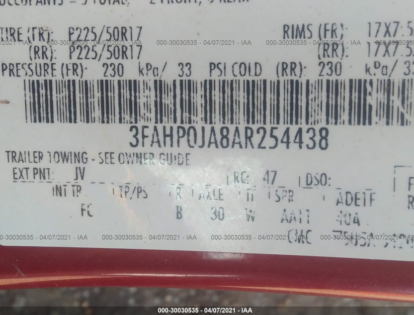 3FAHP0JA8AR254438