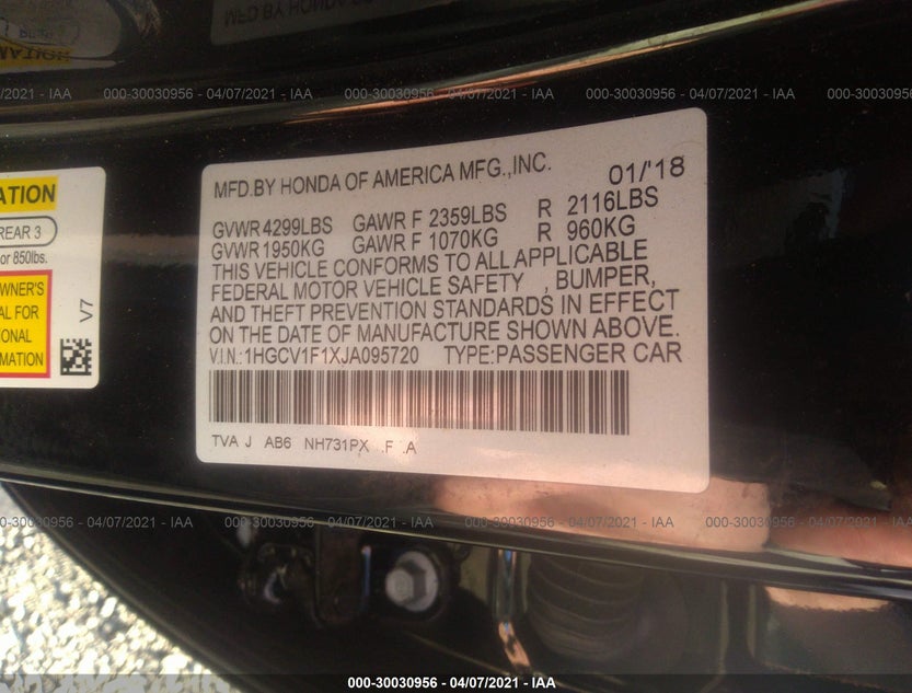 1HGCV1F1XJA095720