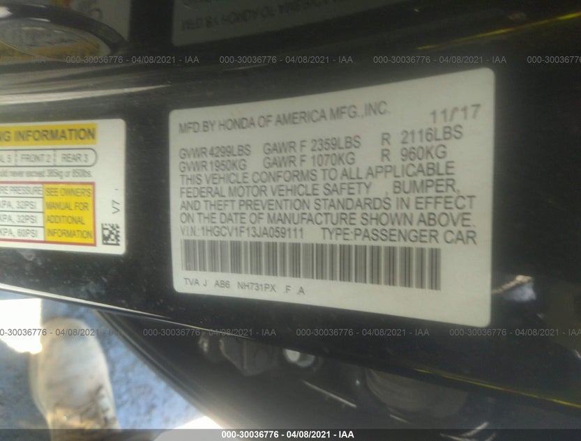 1HGCV1F13JA059111