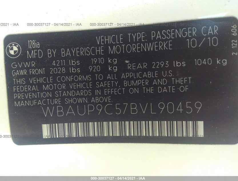 WBAUP9C57BVL90459