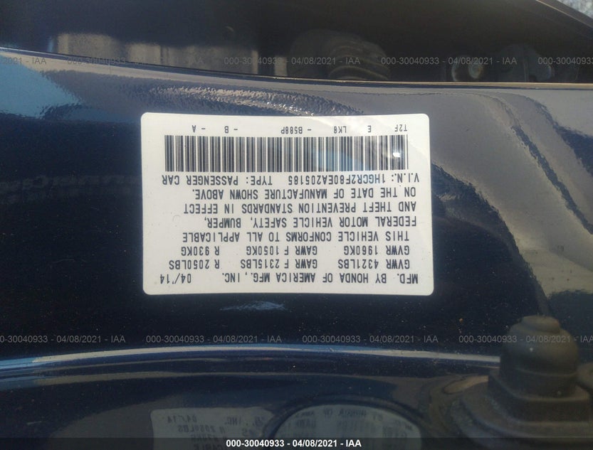 1HGCR2F80EA205185
