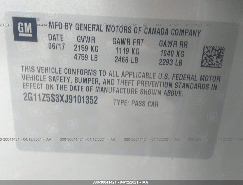 2G11Z5S3XJ9101352