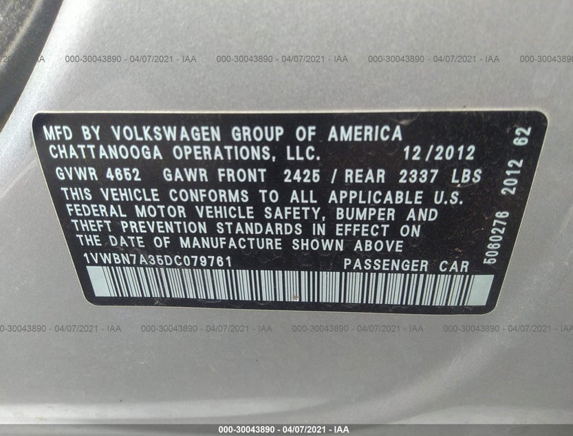 1VWBN7A35DC079761