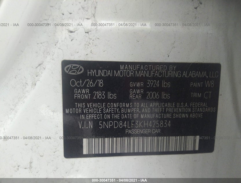 5NPD84LF3KH425834