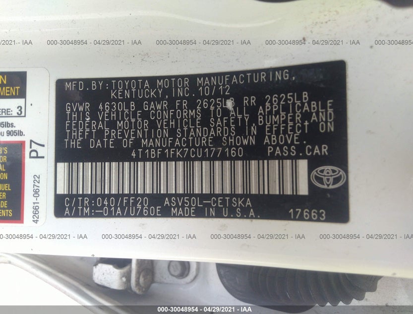 4T1BF1FK7CU177160